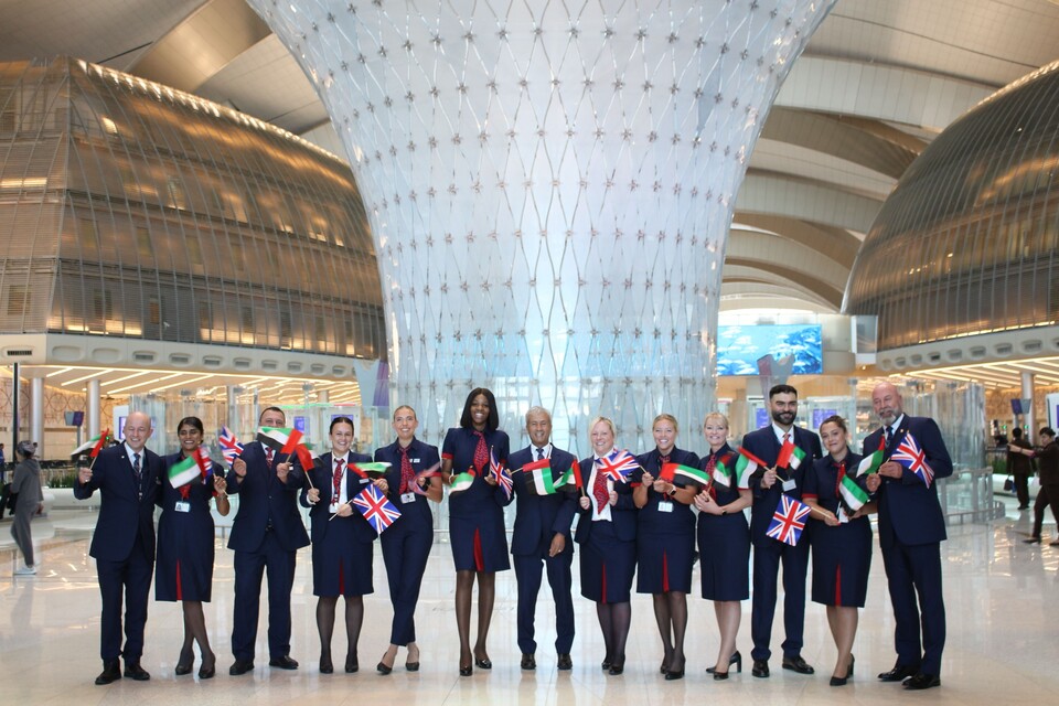 British Airways crew at Abu Dhabi International Airport.