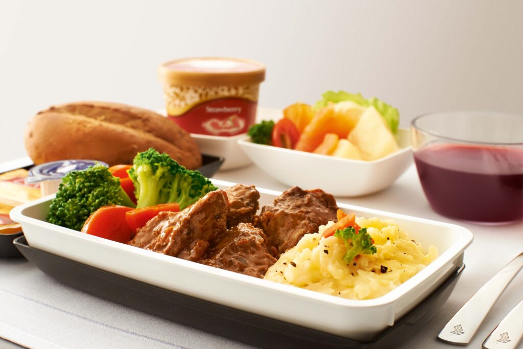 Premium Economy cuisine on board Singapore Airlines