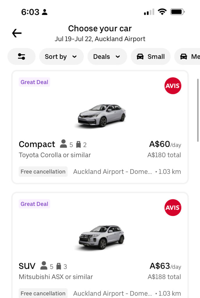 Uber car rentals